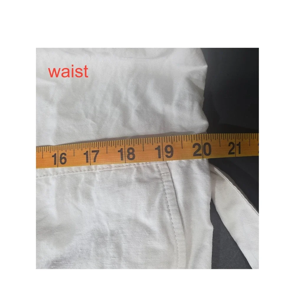 COS‎ Bone Color Linen Short Sleeve Button Front Belted Utility Jumpsuit Size 10
